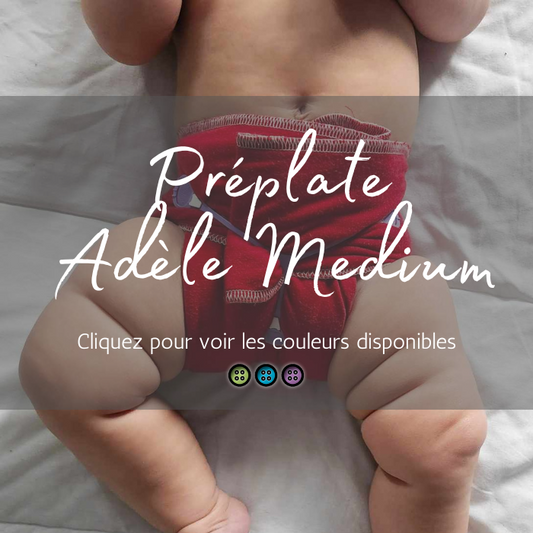 ADÈLE | PRÉPLATE | Couche lavable pré-boostée pré-assemblée | Taille Medium